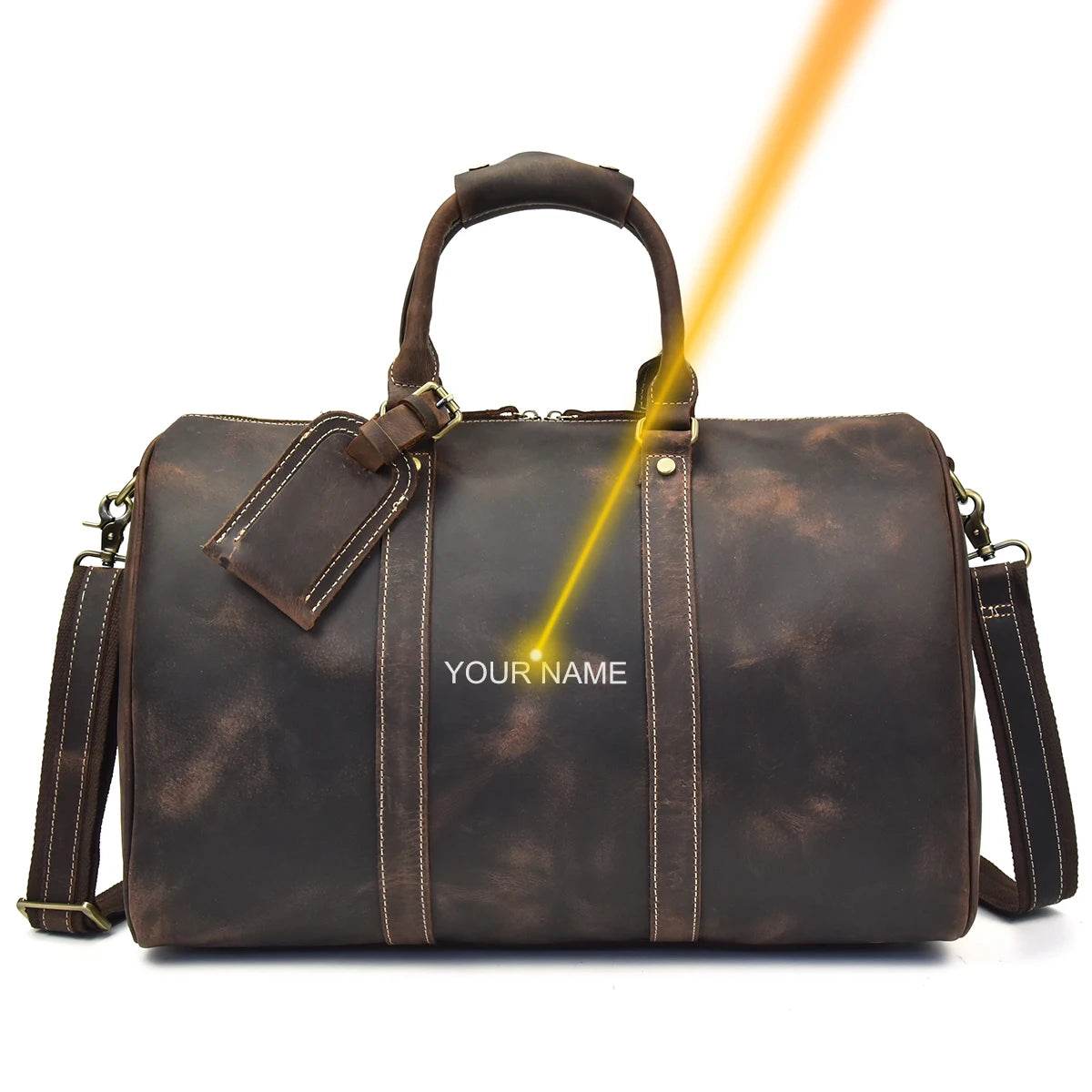 Vintage Leather Weekender Bag Genuine Leather Travel Overnight - VacationGrabs