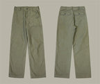 Red Tornado Army Fatigue Pants Cotton Sateen High Rise Casual Trousers Relaxed Fit