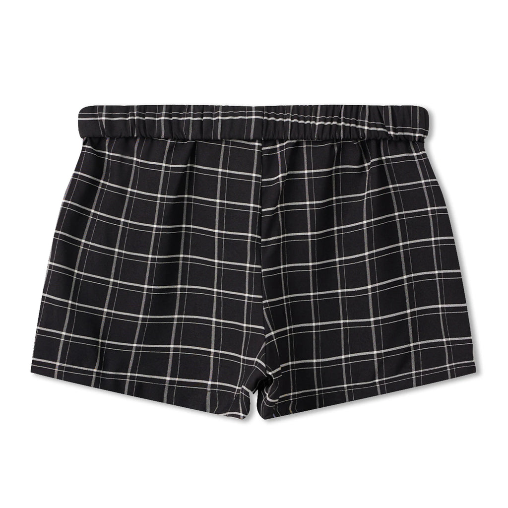 VacationGrabs Teen Girl Elastic Waist Micro Casual Shorts Women Y2K Plaid Print Boxer Shorts Retro Streetwear Summer Lounge Bottoms