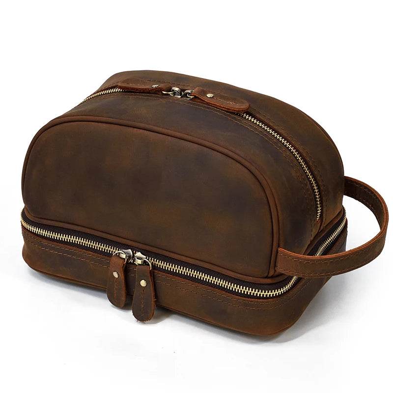 Genuine Leather Toiletry Bag for Men and Women - VacationGrabs