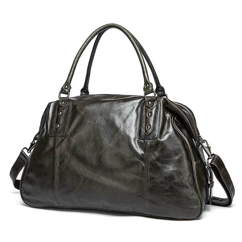 Soft Cowhide Leather Duffle Bag Large Capacity Men’s Weekend Bag - VacationGrabs