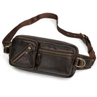 Men's Single Shoulder Crossbody Real Cowhide Waist Pack Chest Bag - VacationGrabs