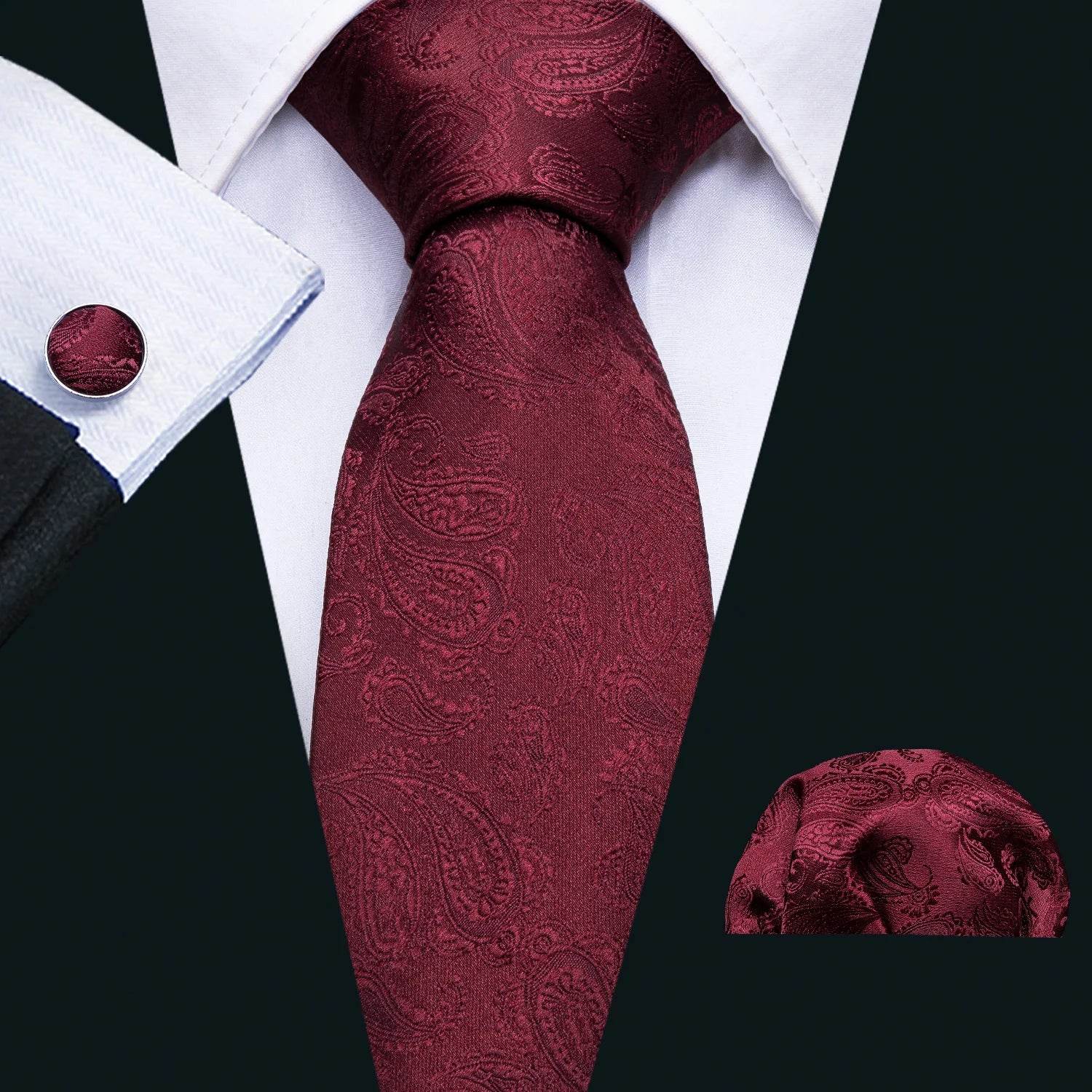 Red Plaid Silk Tie Set for Men - VacationGrabs