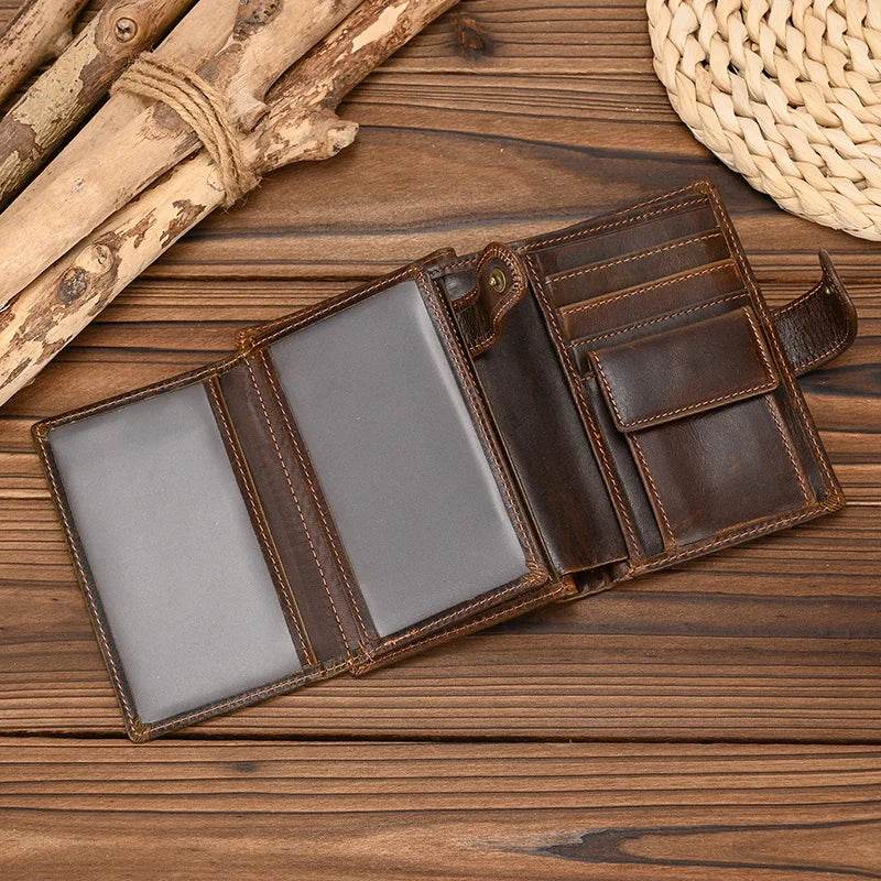 High-Quality Genuine Leather Card Wallet Men Women RFID Short Wallet - VacationGrabs