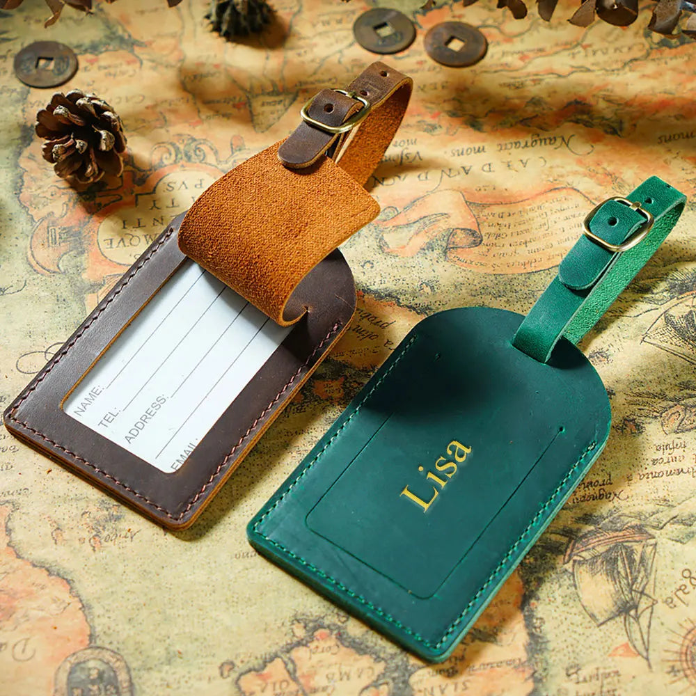 Personalized Leather Luggage Tags Boarding Pass