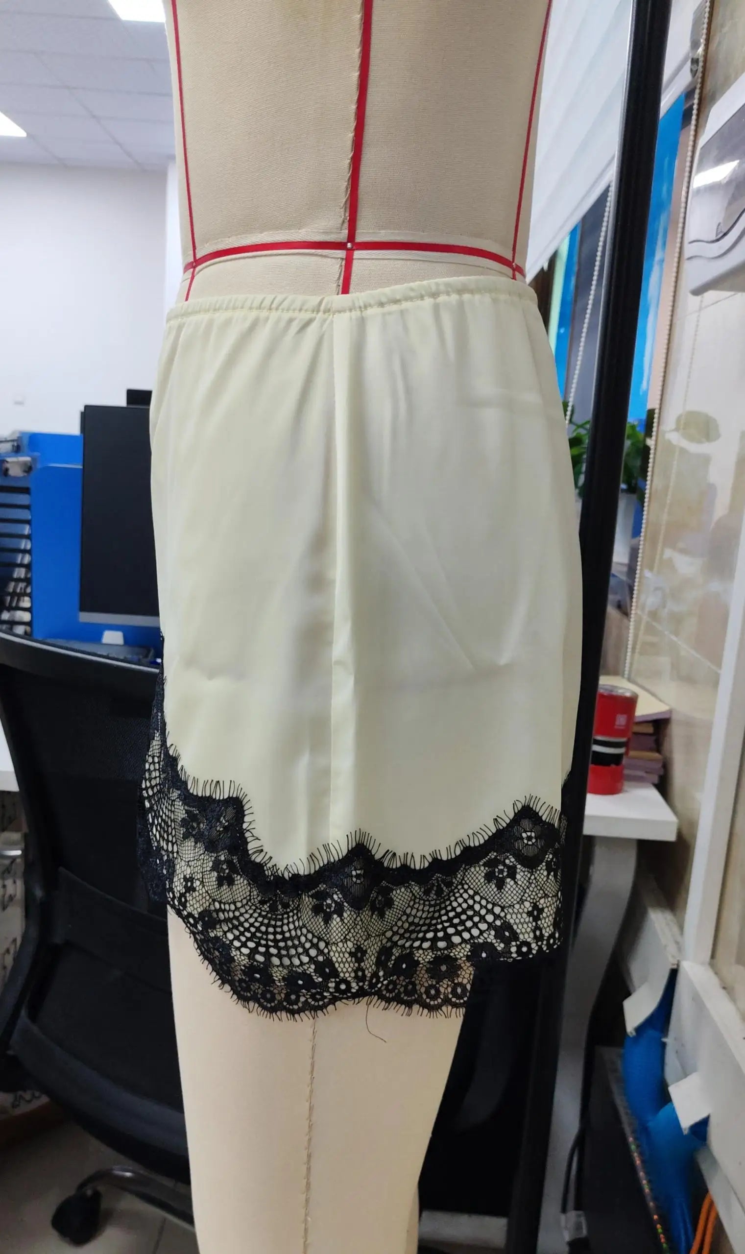VacationGrabs Lace Half Slip Satin Skirt Women Low Waist Lace Trim Mini Skirt Patchwork A Line Short Skirts Y2K Club Fairy Underskirt