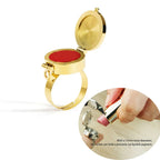 Hidden Lipstick Holder Open Ring, 18K Gold-Plated Steel