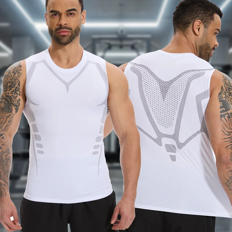 Men's Sleeveless Vest Running Sports Quick-drying Top Ice Silk T-shirt Basketball Training Fitness Clothes Summer Thin Tank Top
