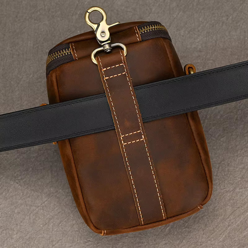 Men's Genuine Leather Sling Bag | Vintage Crossbody Chest Bag
