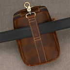 Crazy horse multi functional belt men's cowhide first layer Retro leather messenger small shoulder cowhide fanny pack