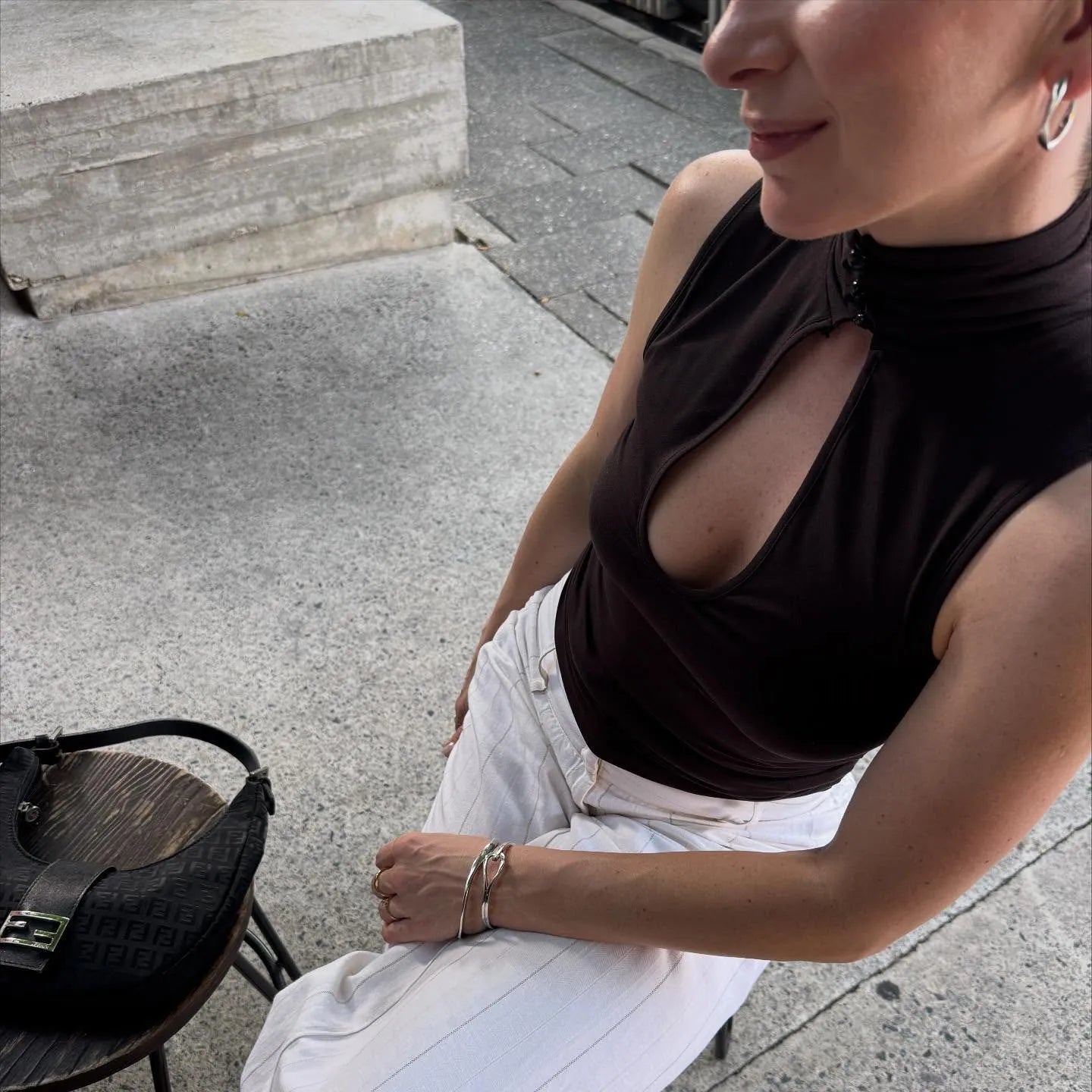 VacationGrabs Keyhole Cutout Tops for Women Y2K Mandarin Collar Shirt Sexy Fitted Hollow Out Tank Summer Fashion Going Out Tops