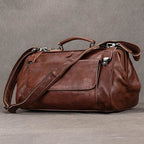 Luxury Leather Carry On Luggage Bag Real Cowskin Travel Duffle - VacationGrabs