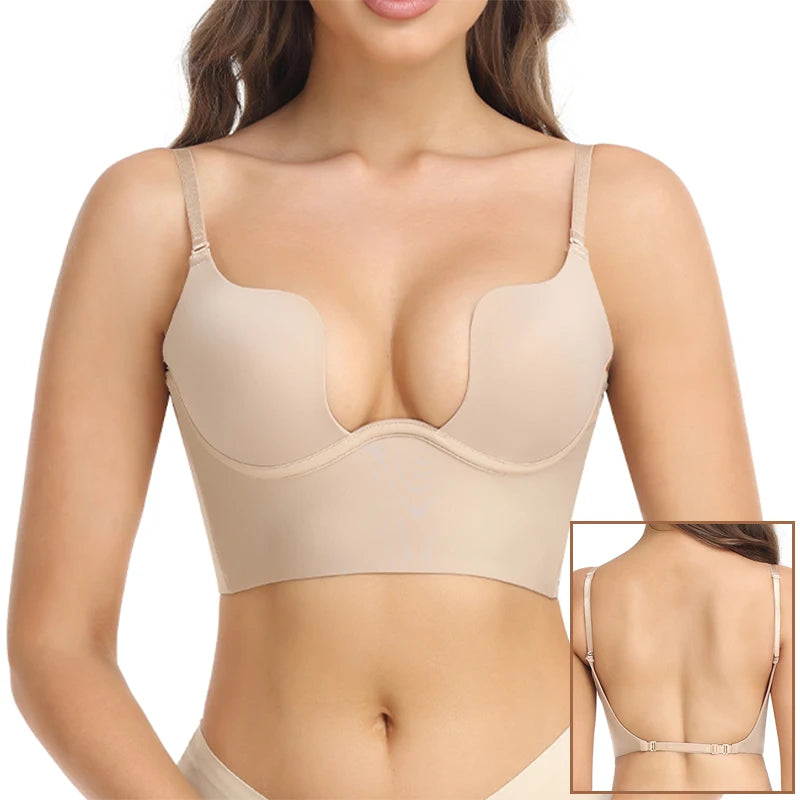 Backless Deep-V Shapewear Corset Bodysuit, Thong Back