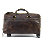 Rolling Genuine leather hand luggage travel bag with wheels