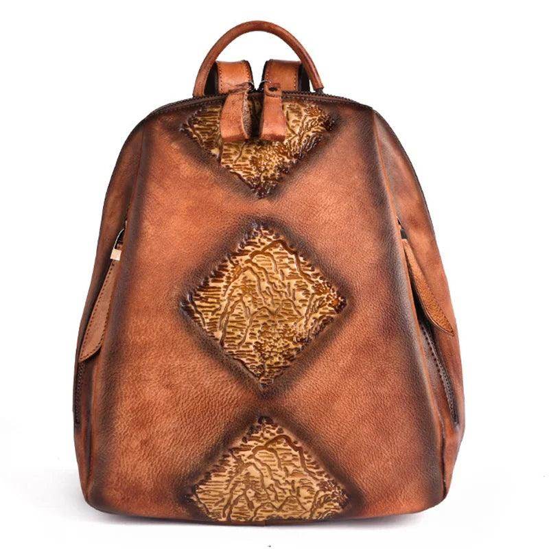 Womens Genuine Leather Day Travel Bag Vintage Rucksack - VacationGrabs
