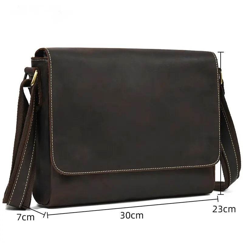Genuine Leather Men’s Shoulder Bag Casual Crossbody Messenger Bag - VacationGrabs