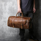 Retro Leather Travel Bag Men's Large-Capacity First Layer Cowhide Leather - VacationGrabs