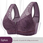 Breathable Lace Front-Zip Sports Bra S-6XL