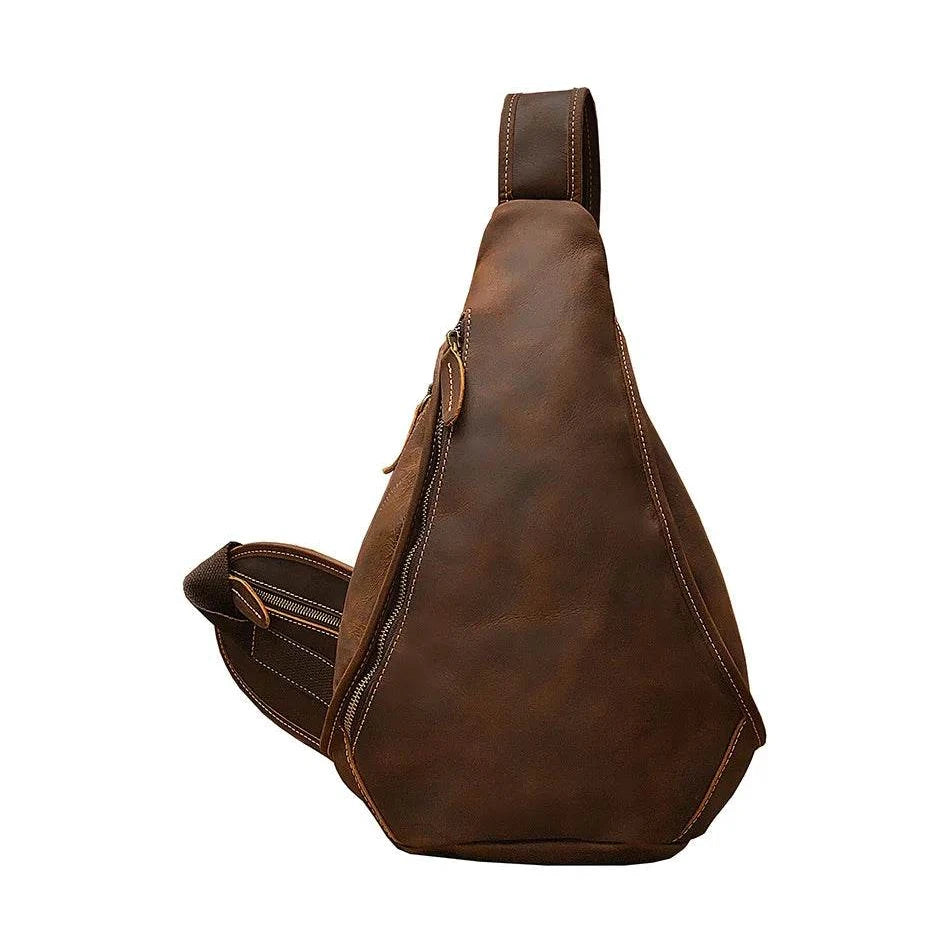 Designer Leather Shoulder Bag Crazy Horse Leather Sling Bag - VacationGrabs