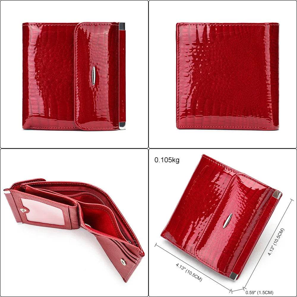 Retro Fashion Alligator Pattern Cowhide Leather Women’s Short Clutch Purse - VacationGrabs