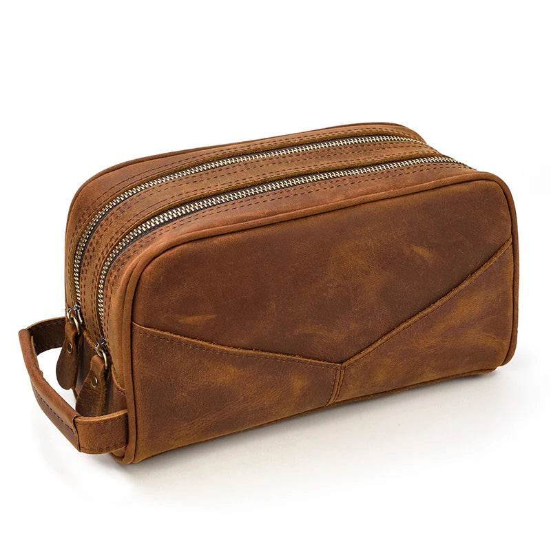 Genuine Leather Toiletry Bag for Men and Women - VacationGrabs