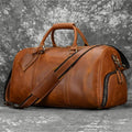 Vintage Leather Travel Bag for Men Large Capacity Hand Luggage - VacationGrabs