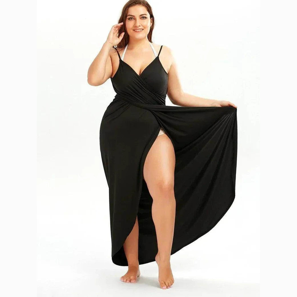 Plus Swimwear Cover-Up Summer Beach Pool Dress - VacationGrabs