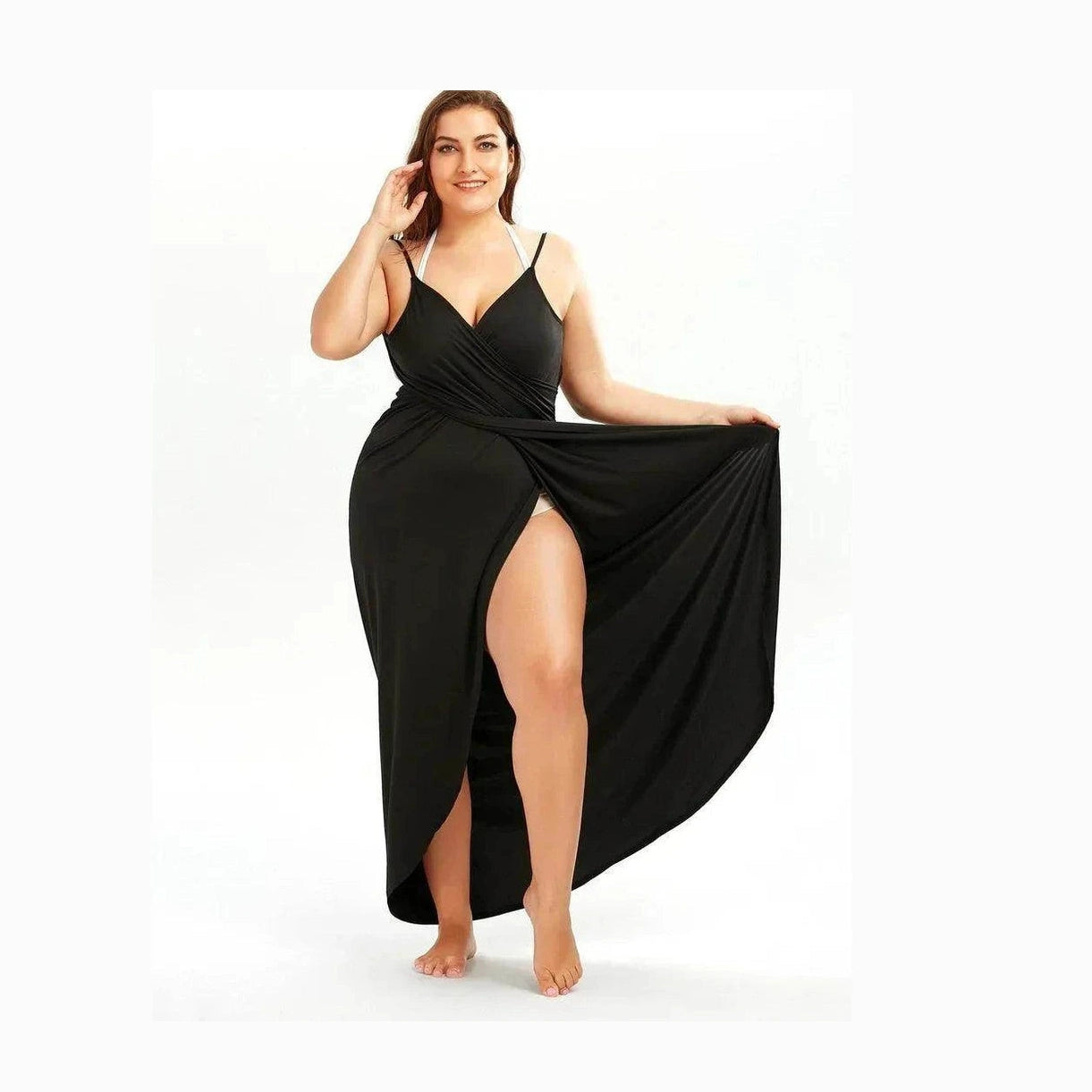Plus Swimwear Cover-Up Summer Beach Pool Dress - VacationGrabs