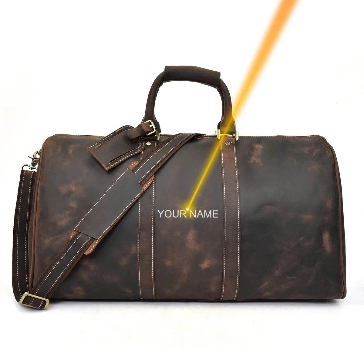Vintage Leather Weekender Bag Genuine Leather Travel Overnight - VacationGrabs