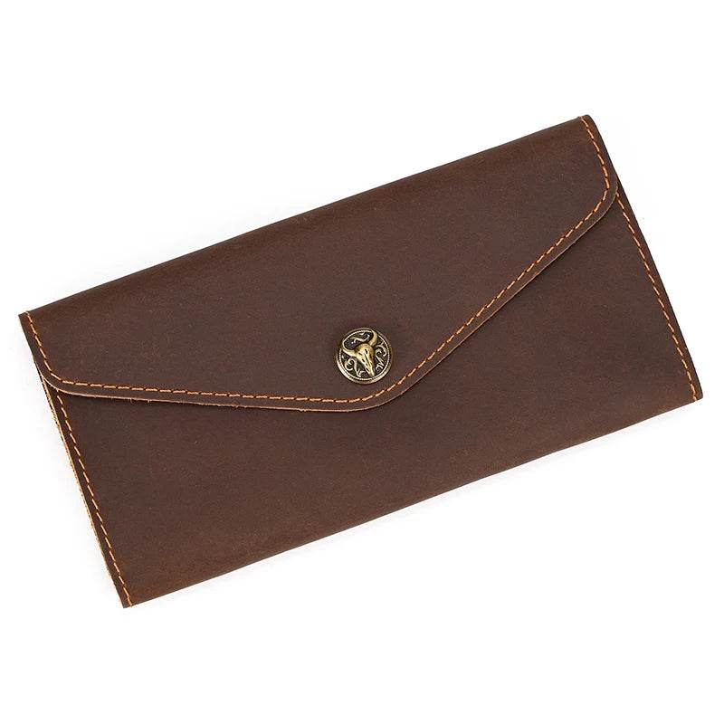 Genuine Leather Clutch Purse for Women & Men Retro Fashion Envelope Bag - VacationGrabs