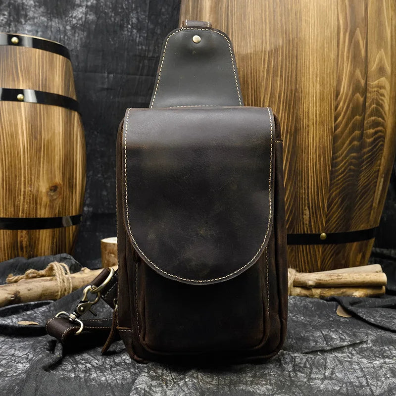 Men's Genuine Leather Sling Bag – Luxury Crossbody Chest Pack