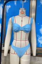 VacationGrabs Ruched Bikini Sets for Women Two Piece Swimsuit High Cut Sexy Brazilian Cheeky Thong Bathing Suit