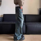 Vintage Baggy Letter Print Wide Leg Jeans for Men & Women