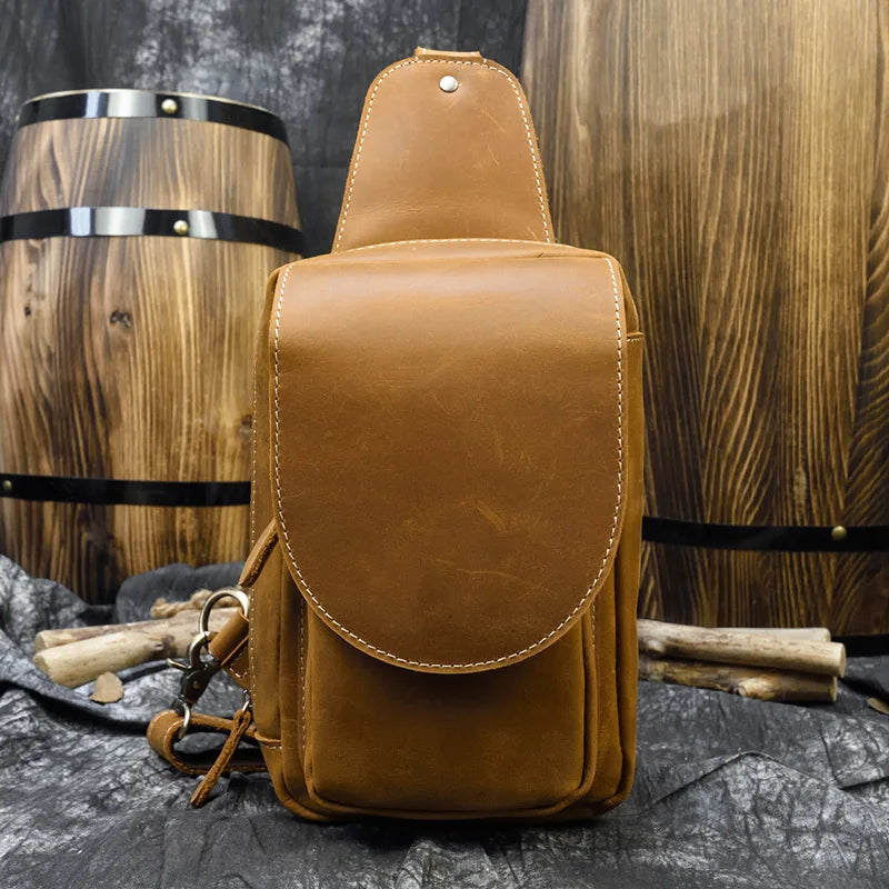 Luxury Designer Men's Leather Chest Bag Real Cowhide Men's Chest Packs Crossbody Male Bag Single Shoulder Bag Man Popular 2022