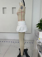 VacationGrabs Y2k Ruffle Hem Bubble Skirt High Waisted A-Line Puffy Mini Short Skirt Women Summer Pleated Balloon Skirts Streetwear