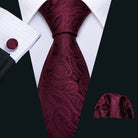 Red Plaid Silk Tie Set for Men - VacationGrabs