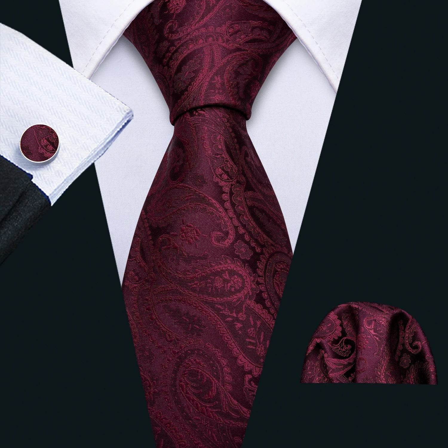 Red Plaid Silk Tie Set for Men - VacationGrabs