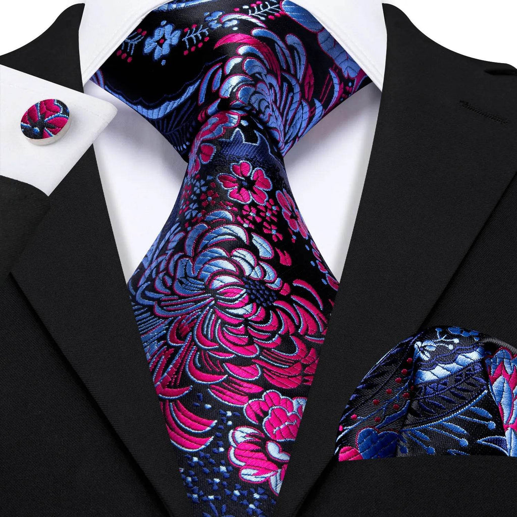 Floral Jacquard Silk Tie Set for Men - VacationGrabs