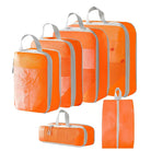 Orange compression packing cubes for travel, lightweight and durable material