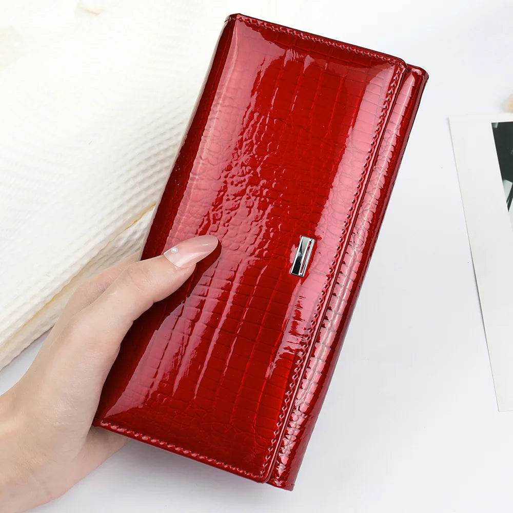 Genuine Leather Long Wallet for Women Clutch Purse Card Holder - VacationGrabs