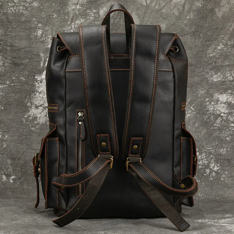 Top Layer Leather Business Backpack for Men 15.6"
