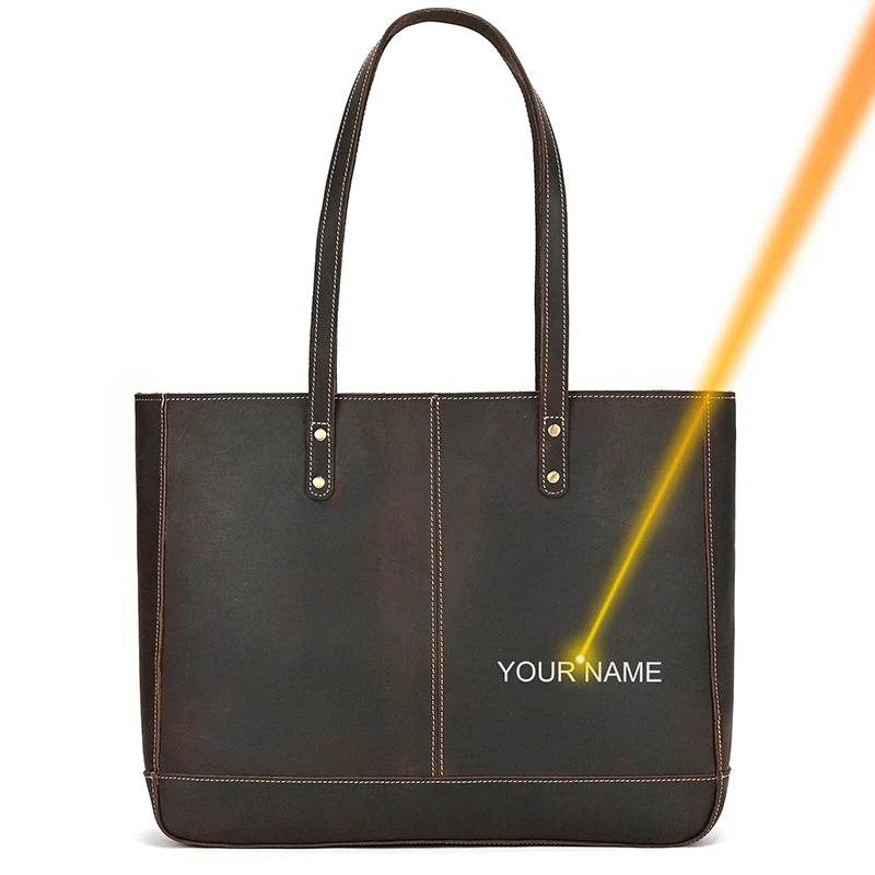 Genuine Leather Business Tote for Women with Makeup Bag Combo - VacationGrabs