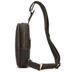 Crazy Horse Leather Chest Sling Bag | Retro Crossbody Pack