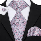 Floral Jacquard Silk Tie Set for Men - VacationGrabs
