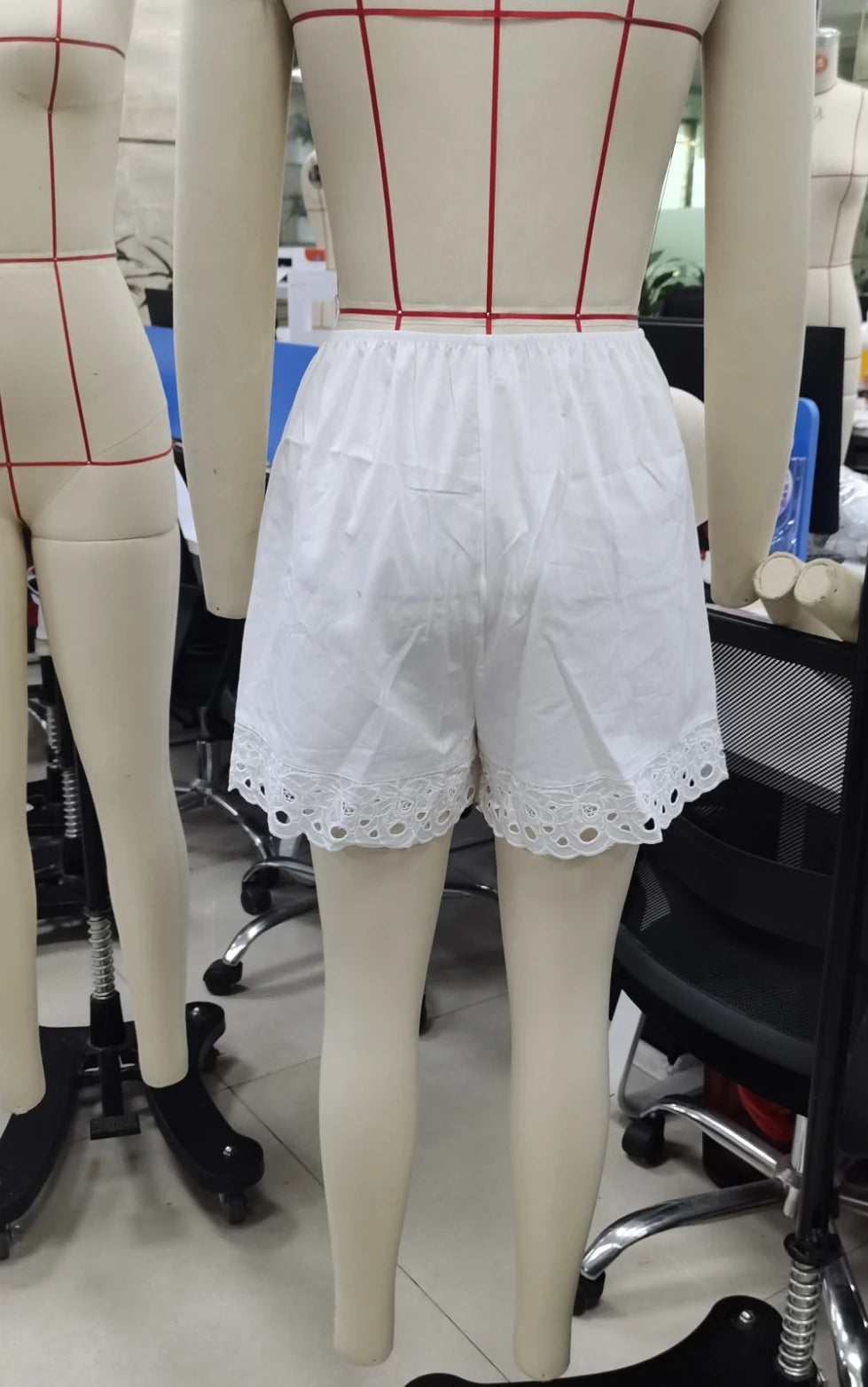 VacationGrabs Women Y2k Lace Trim Lounge Shorts Floral Embroidery Elastic Low Rise Wide Leg Pjs Bottoms Teens Ruffle Cute Mini Shorts