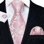 Floral Jacquard Silk Tie Set for Men - VacationGrabs