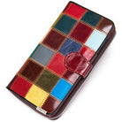 Women’s Cowhide Patchwork Clutch Bag Ethnic Style Genuine Leather Purse - VacationGrabs