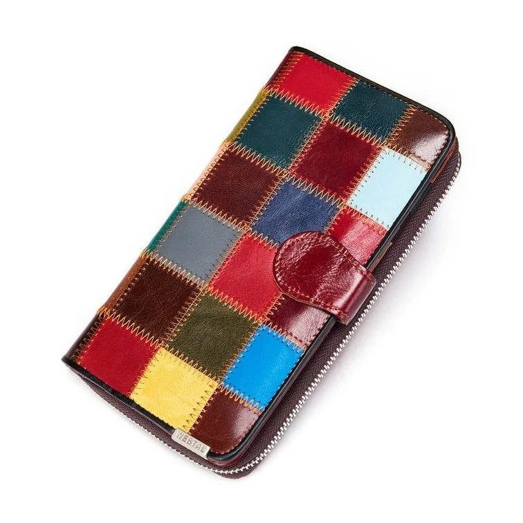 Designer Women’s Plaid Mobile Phone Leather Wallet Long Clutch Purse - VacationGrabs