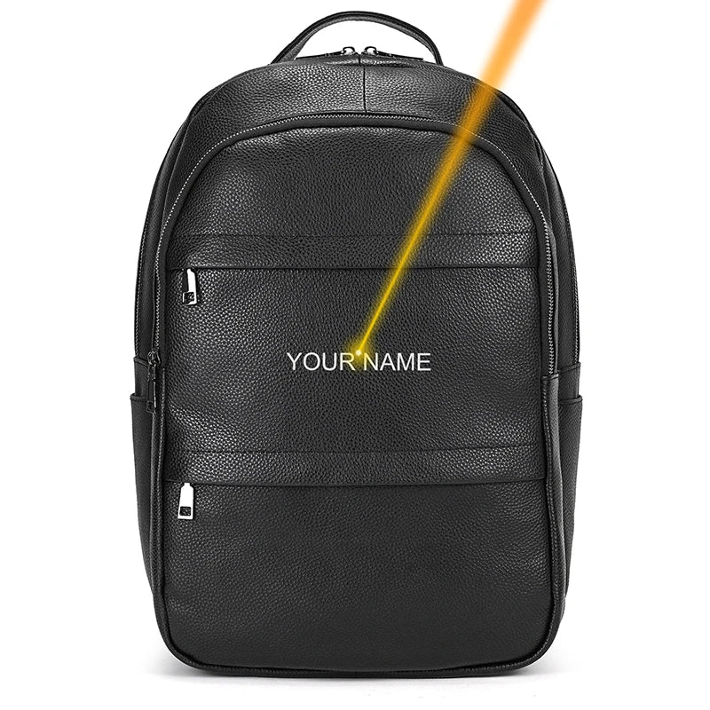 Sac à dos en cuir de luxe 15,6" pour homme, sac à dos de voyage pour ordinateur portable
