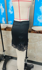 VacationGrabs Sexy Solid Lace Patchwork Skirt Women Fashion Straight Irregular Street Short Skirts Female Party Lady Mini Bottoms